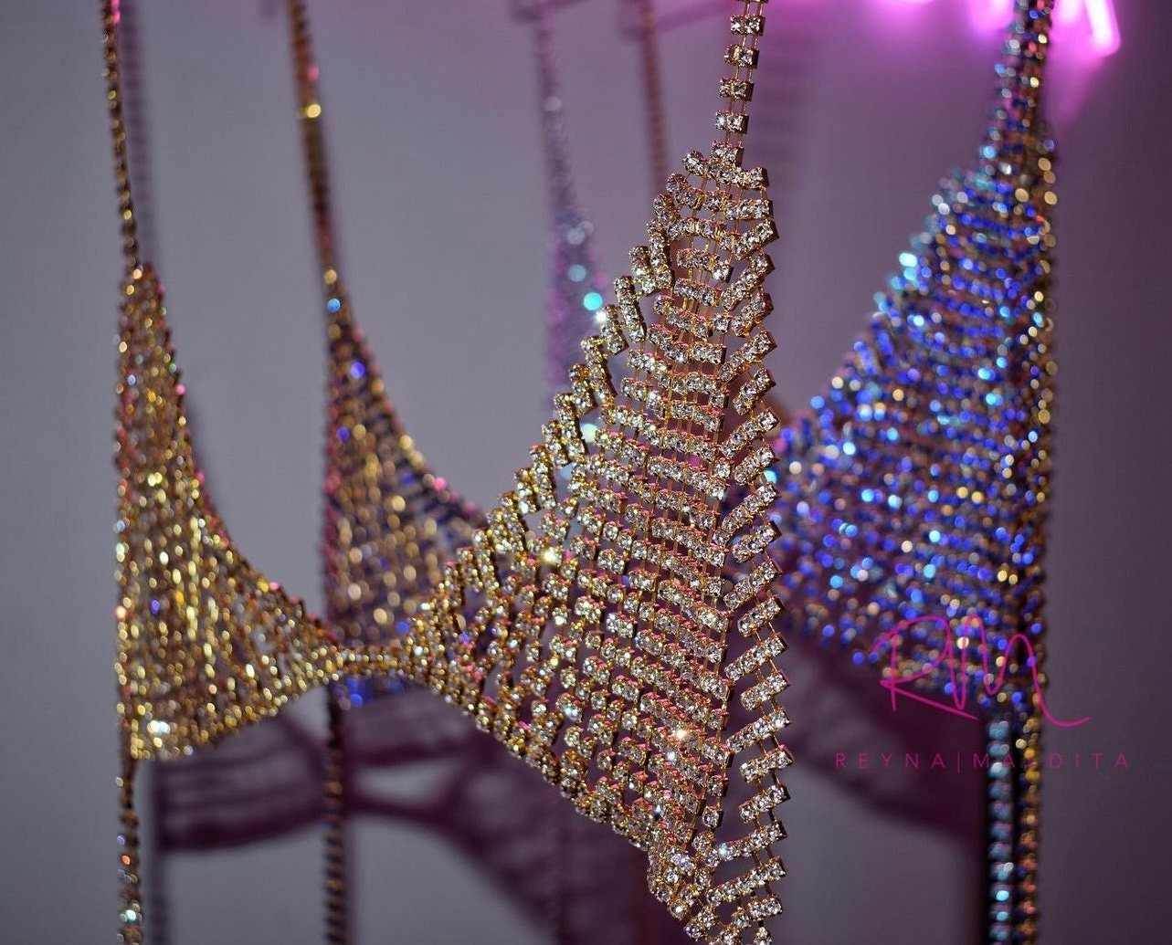 Reyna Crystal Rhinestone Bra 5 Colour Options - reynamaldita