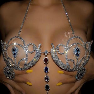 Burlesque Crystal Bra Silver - reynamaldita