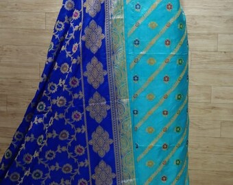 Handloom banarasi blue    pure katan silk suit for women exclusive bollywood suits party wear unstitched 3pc suit with duptta
