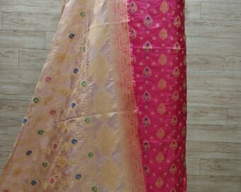 Handloom banarasi pink   pure katan silk suit for women exclusive bollywood suits party wear unstitched 3pc suit with duptta