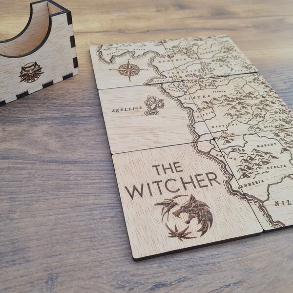 The Witcher Inspired Coasters set of 6 - Witcher Fan Gift - Home Decor - Present - Housewarming Gift - Geralt of Rivia, Gift Ideas