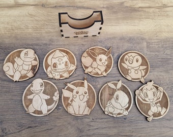 Choose Any Pokemon Coasters set! Pokemon Fan Gift - Home Decor - Present - Favorite Pokemon Coasters - Pokemon gift