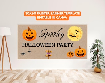 Editable Spooky Halloween Party Banner Template (Digital Download)