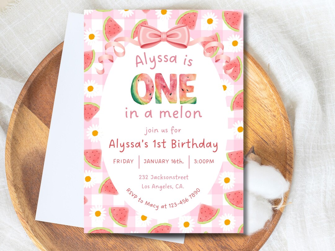 One in a Melon First Birthday Invitation | Editable Watermelon 1st ...