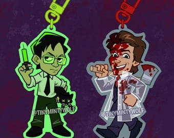 Horror inspired keychains Herbert West & Patrick Bateman