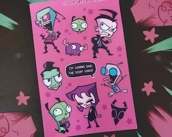 Invader Zim inspired sticker sheet