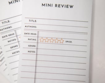 Mini Book review sticky notes