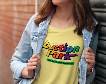 T-shirt avec slogan rétro Action Park, t-shirt avec logo du parc à thème des années 80, t-shirt graphique de style vintage Class Action Park, chemise homme femme Action Park