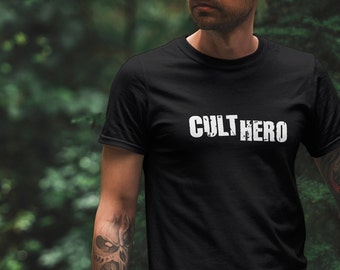T-shirt graphique Cult Hero, style rétro années 80 effet vieilli
