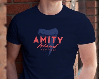 T-shirt graphique Jaws Amity Island, t-shirt à dents de grand requin blanc