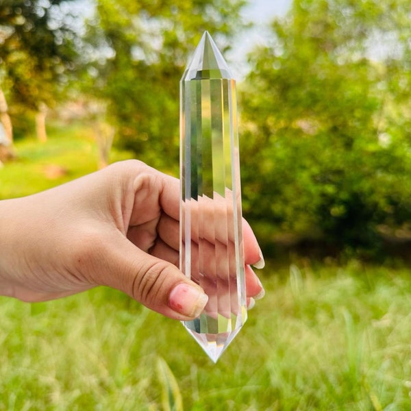 13 Sided Real Tibetan Himalayan High Altitude 99% Clear Crystal Point Quartz Vogel Wand 5.84 Inch Spiritual Reiki Healing With Certificate