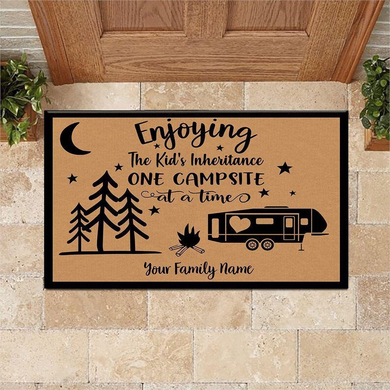 Personalized Camping Doormat Custom Happy Campers Mat Outdoor Doormat for Camper RV Camping Gift