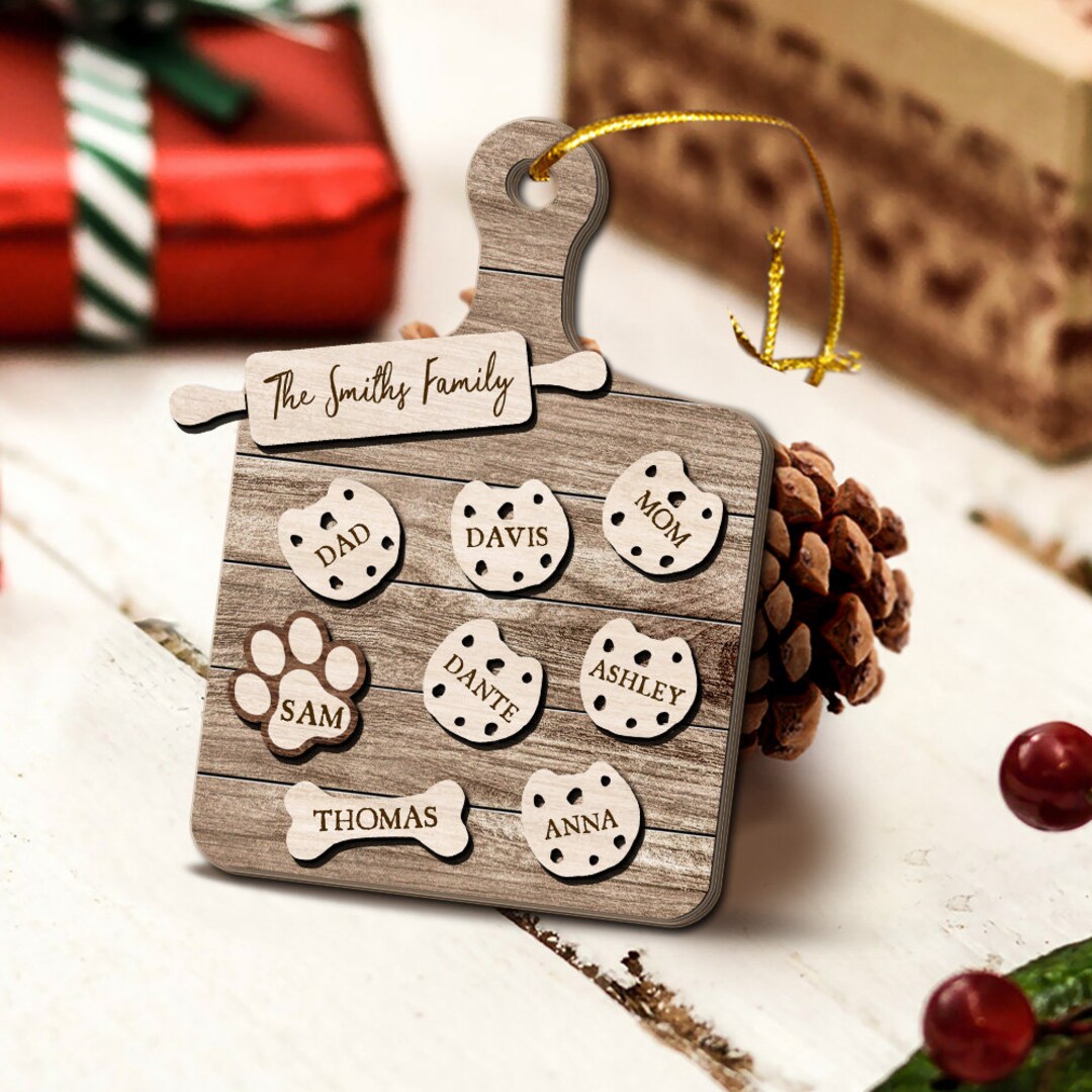 Custom Family Cookie Ornament, Family Name Wooden Christmas Ornament