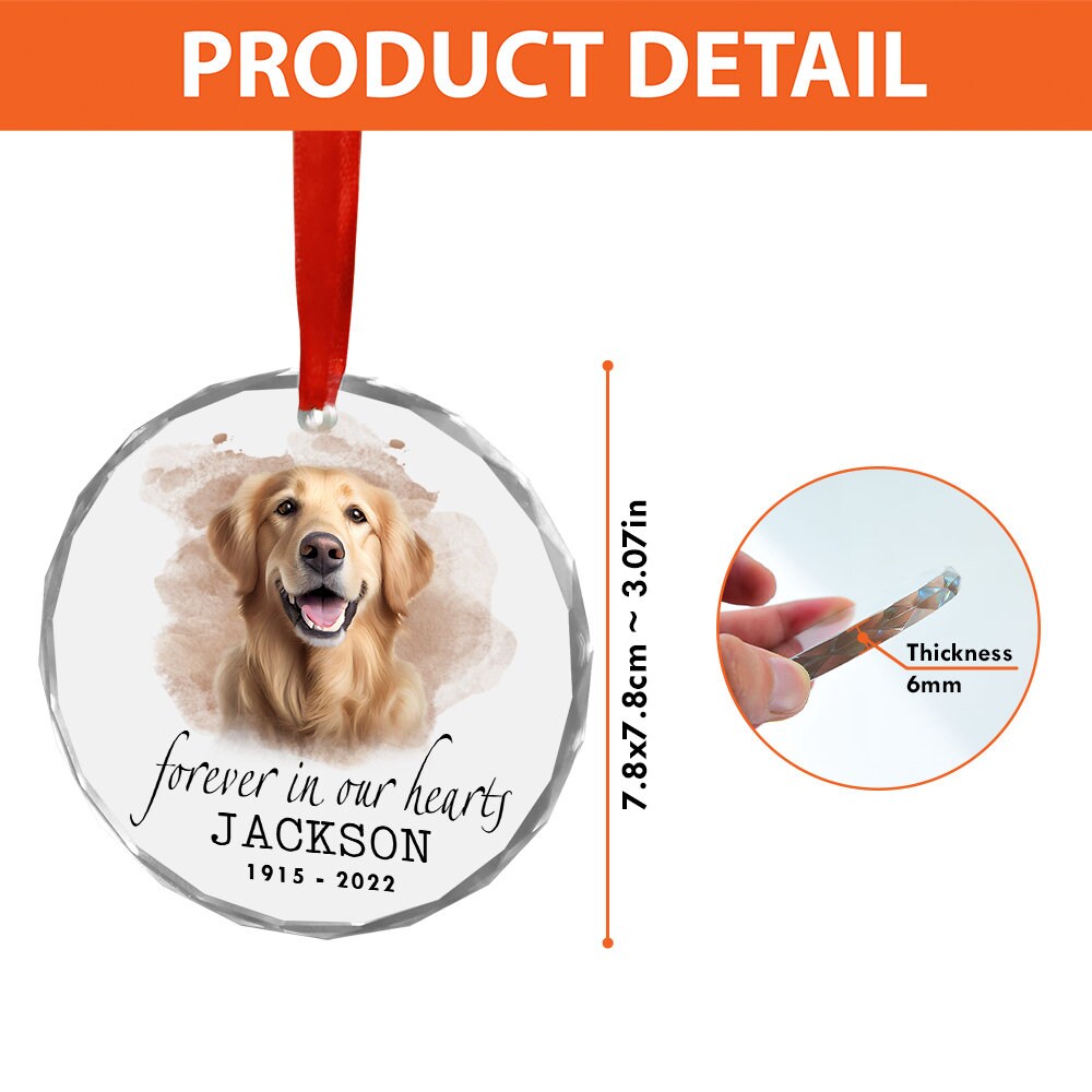 Dog Memorial Ornament, Custom Dog Photo Ornament, Pet Memorial Gifts