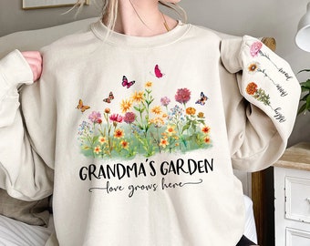 Personalized Grandma's Garden Shirt, Custom Birth Flowers Shirt With Kids Names, Mother's Day Gift for Grandma Gigi Mimi Nana Gardener