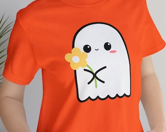Boo-tiful Ghost T-Shirt, Halloween Unisex Shirt, Cute Ghost Flower Tee, Autumn Fall Fashion, Halloween Gift, Spooky Trick or Treat Shirt