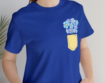 Pocket Full of Posies Tee, Unisex Cute Summer Tee, Cute T-Shirt, Flower Shirt, Gift for Her, Spring Tee, Wildflower Shirt, Floral T-shirt,