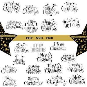 Frohe Weihnachten Text Bundle, Frohe Weihnachten Aufschrift, Frohe Weihnachten Aufschrift, Weihnachts-Svg-Dateien für Cricut, Weihnachts-Svg-Schnittdateien, SVG, Dxf, Png, Eps.