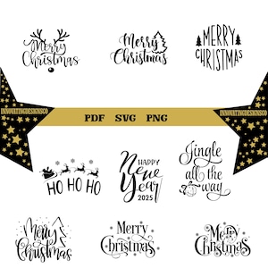 Merry Christmas Text Svg Bundle, Merry Christmas Svg, Christmas Svg Files For Cricut, Christmas Svg Cut Files, Svg, Dxf, Png, Eps.