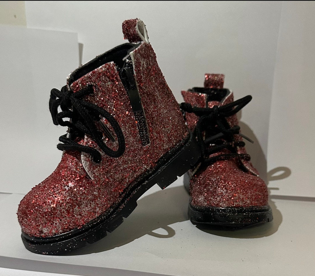 Upcycled Kids Glitter Combat Boot Toddler Size 5.5 Etsy