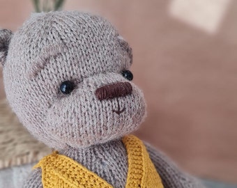 Handmade Knitted Bear: Wool Stuffed Toy, Birthday Gift
