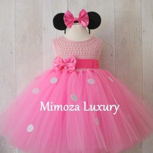 Minnie Maus Geburtstag inspiriertes Kleid, rosa Minnie Maus Geburtstagskleid, rosa Baby Mädchen Tutu Kleid