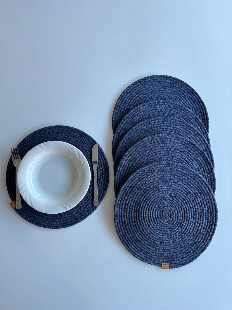 Cotton Rope Placemats Set of 6 Pcs With Lidded Basket 13 Colorful