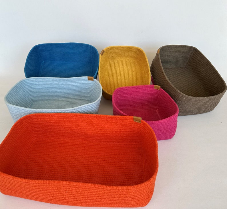 Custom Size Organizer, Cotton Rope Basket, Square Storage Basket, Rectangle Storage Bin, Custom Organizer, Colorful Basket, Houswarming Gift image 7