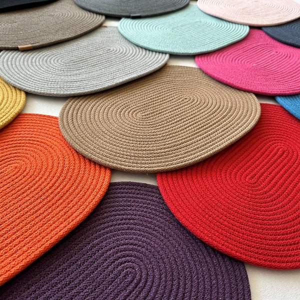 Ovale Tischsets, Baumwollseil Tischset, Esstisch Sets, Bunte Tischsets, Esstisch Dekor, Tischsets für Esstisch, Seil Matte