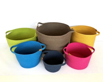 Custom Size Basket, Cotton Rope Basket, Colorful Rope Basket, Customizable Basket, Storage Basket, Houswarming Gift, Basket Organizer