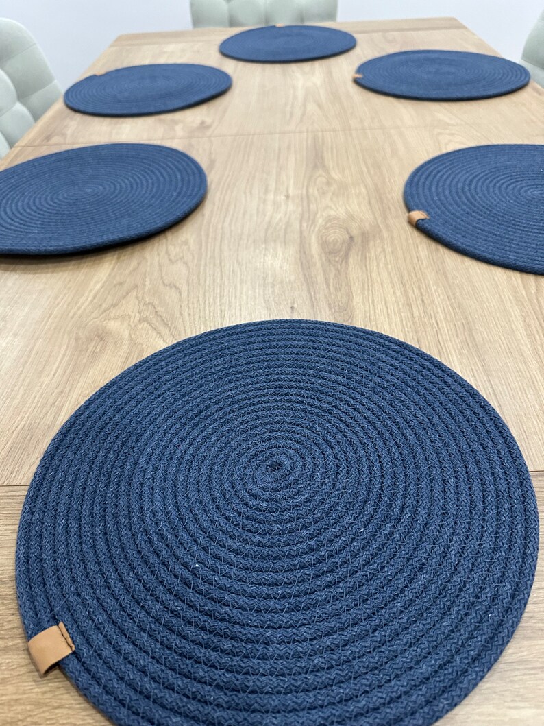 Cotton Rope Placemats Set of 6 Pcs With Lidded Basket 13 Colorful