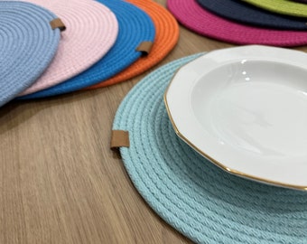 Cotton Rope Placemats, Round Placemats, Dining Table Mats, Colorful Placemats, Dining Table Decor, Placemats for Dining Table, Rope Mat