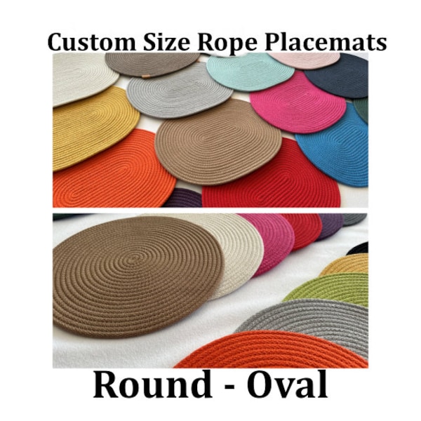 Custom Size Placemats, Oval Placemats, Round Placemats, Custom Made Placemats, Cotton Rope Placemat, Dining Table Mats, Dining Table Decor,