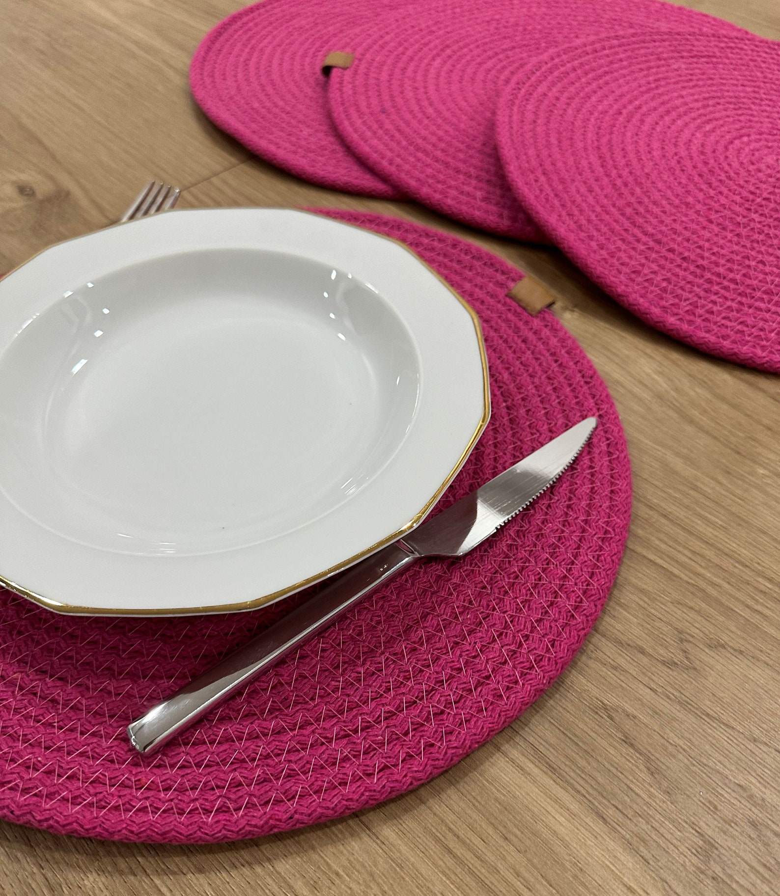 Cotton Rope Placemats, Round Placemats, Dining Table Mats, Colorful