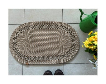 Rope Door Mat, Oval Doormat, Front Door Mat, Custom Made Doormat, Jute Doormat, Double Side Doormat, Rope Rug, Indoor Doormat, Colorful Mat