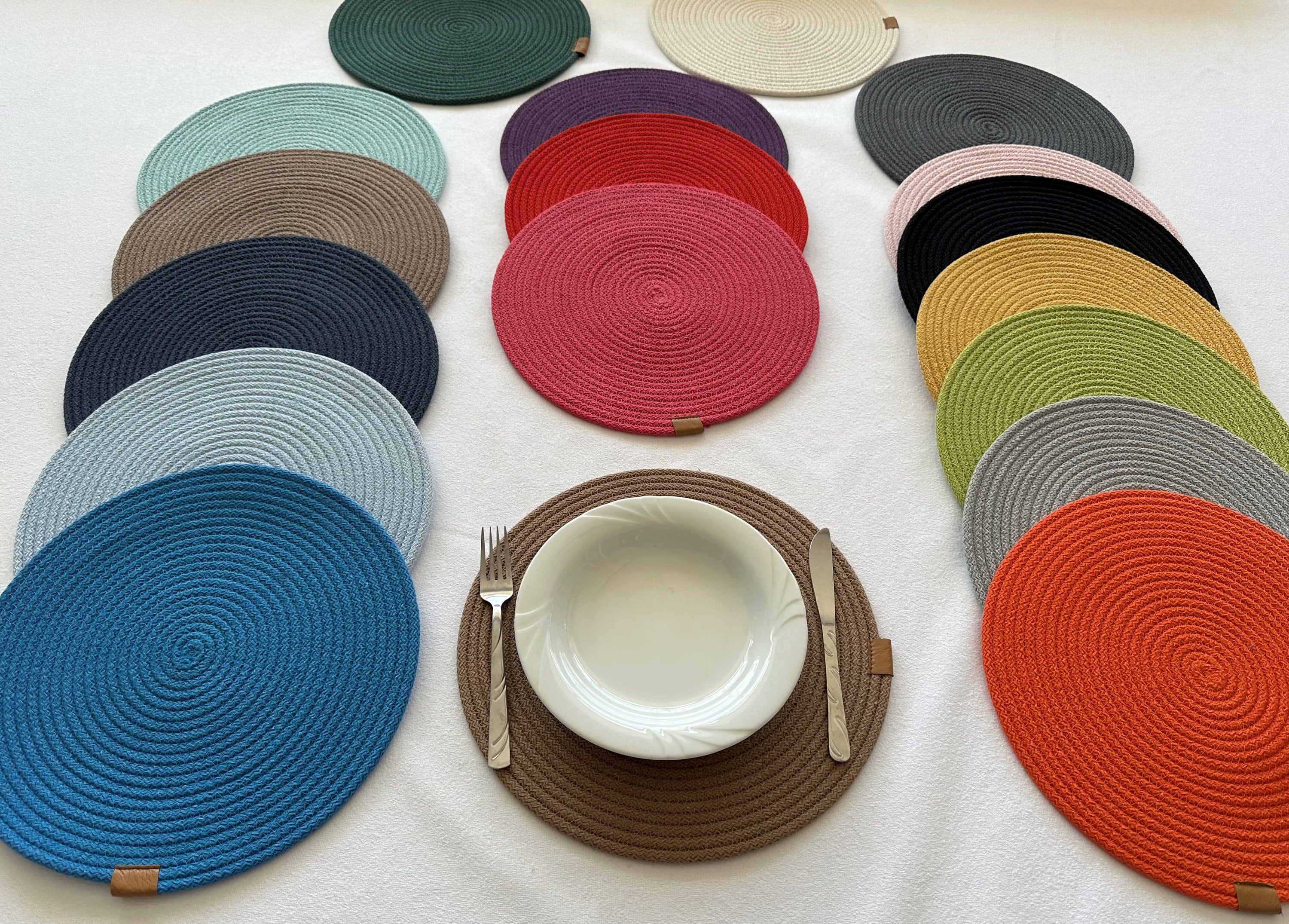 Cotton Rope Placemats, Round Placemats, Dining Table Mats, Colorful