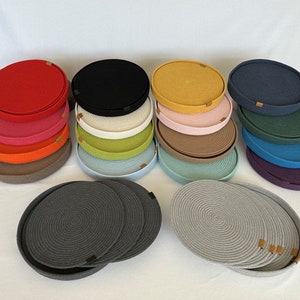 Set of 6 pcs Cotton Rope Placemats with Holder 13&quot; Colorful Dining Table Mat Sets Decorative Custom Size Placemats