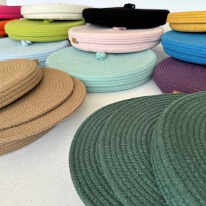 Cotton Rope Placemats Set of 6 pcs with Lidded Basket 13&quot; Colorful Dining Table Mat Sets Decorative Custom Size Placemats