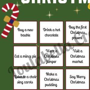 Christmas bingo game printable to play with all the family this festive season, digital download bingo card