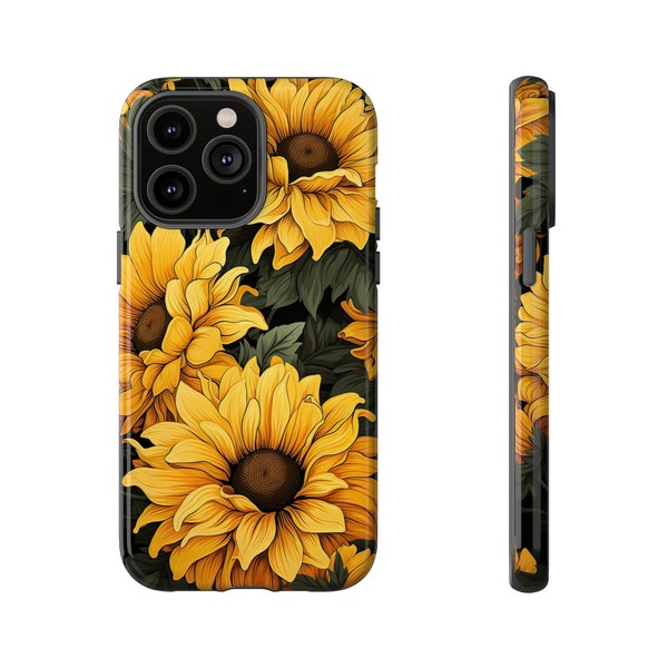 Beautiful sunflower phone case for iPhone, Samsung Galaxy, and Google Pixel devices cute flowery phone cover gift for family or friend