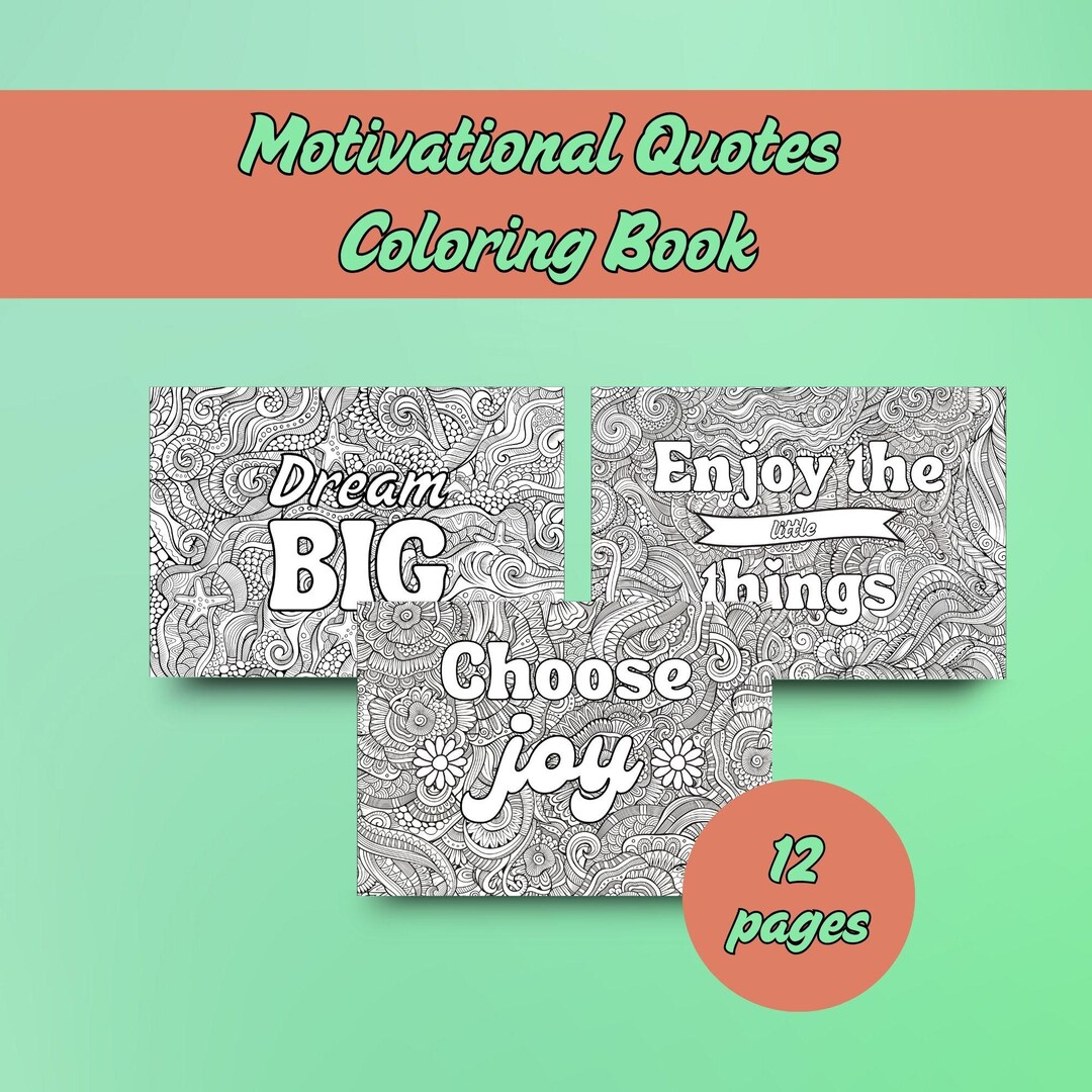 Motivational Quotes Coloring Pages: Mindfulness Art (digital Download ...