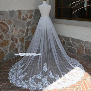 Floral Embroidery Wedding Train, Detachable Overlay Skirt, With Pins, Perfect For Weddings