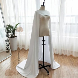 White Cape, Court Train Cape, Wedding Cape, Satin Cape, Bridal Cape, Dress Accessories, Long Fairy Cape