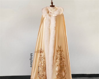 Champagne Cape, Hooded Cape, Thickened Long Cape, Christmas Cape, Wedding Cape, Embroidery Cape, Performance Cape For Women