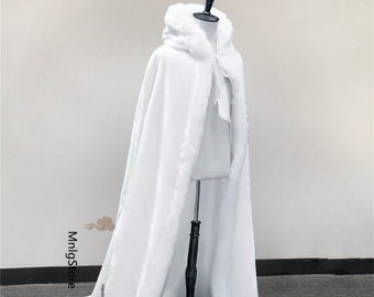 Thicken Hooded Cape, White/Ivory/Red Cape, Wedding Cape, Bridal Cape, Performance Cape,Dress Overall