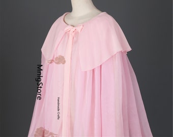 Princess Cape, Pink Chiffon Cape, Fairy Cloak, 51.2 Inch Cape, Cape For Women, Halloween Cosplay Cape, Dress Overall, Performance Cloak