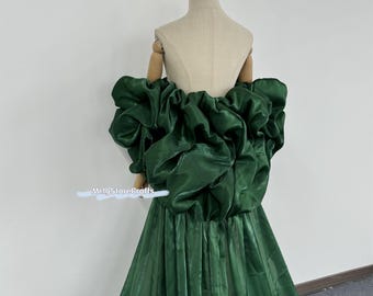 Dark Green Cape, Off-the-shoulder Puff Sleeves Wrap, Prom Dress Accessory