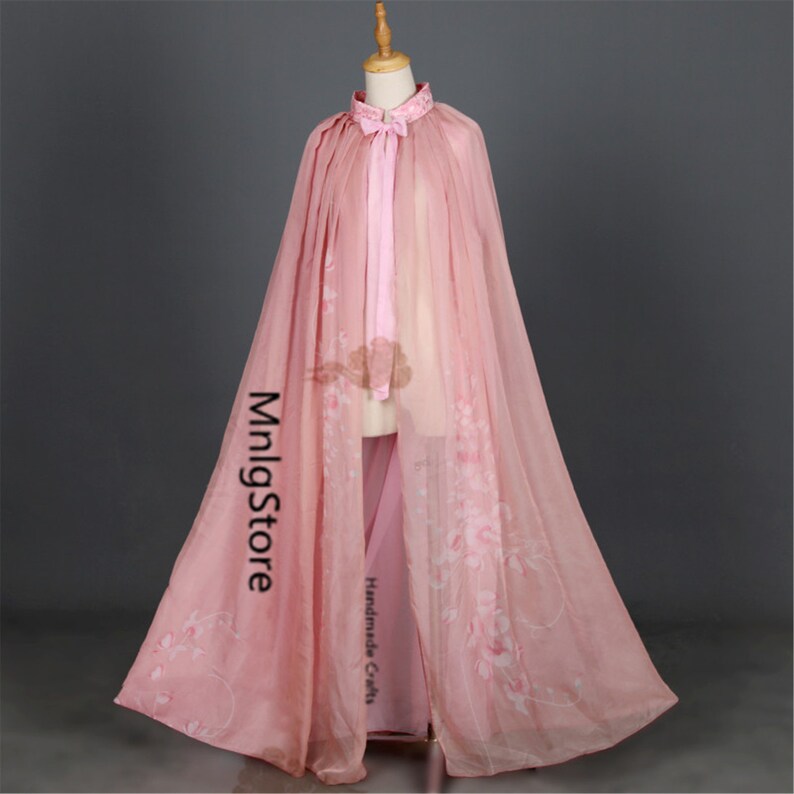 Princess Cape, Stand Collar Cape, Long Fairy Cape, Pink Cape, Dyeing
