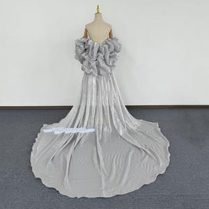 Silver Wedding Shawl, Dress Accessories, Pleated Design Shawl, off-the-shoulder Puff Sleeve Shawl With Train, Bridal Gown Separates