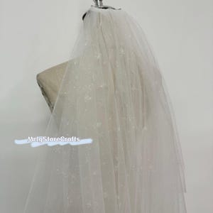 Shimmer Tulle Wedding Veil, Stars Glitter, Two Tier Bridal Veil